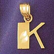Initial K Pendant Necklace Charm Bracelet in Yellow, White or Rose Gold 9568k