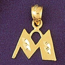 Dazzlers Jewelry Initial M Pendant Necklace Charm Bracelet in Yellow, White or Rose Gold 9568m, MPN…