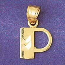 Initial P Pendant Necklace Charm Bracelet in Yellow, White or Rose Gold 9568p