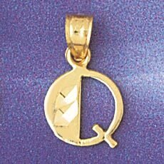Initial Q Pendant Necklace Charm Bracelet in Yellow, White or Rose Gold 9568q