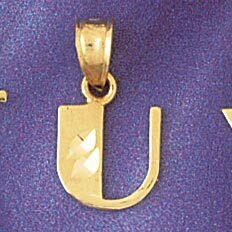 Initial U Pendant Necklace Charm Bracelet in Yellow, White or Rose Gold 9568u