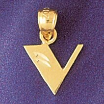 Initial V Pendant Necklace Charm Bracelet in Yellow, White or Rose Gold 9568v