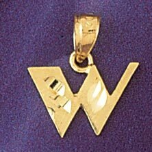 Initial W Pendant Necklace Charm Bracelet in Yellow, White or Rose Gold 9568w