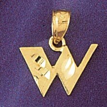 Dazzlers Jewelry Initial W Pendant Necklace Charm Bracelet in Yellow, White or Rose Gold 9568w, MPN…