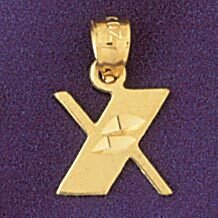 Initial X Pendant Necklace Charm Bracelet in Yellow, White or Rose Gold 9568x