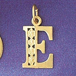 Initial E Pendant Necklace Charm Bracelet in Yellow, White or Rose Gold 9569e