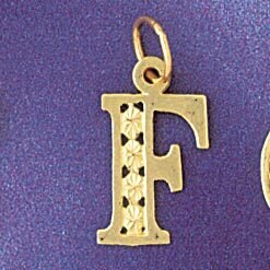 Initial F Pendant Necklace Charm Bracelet in Yellow, White or Rose Gold 9569f