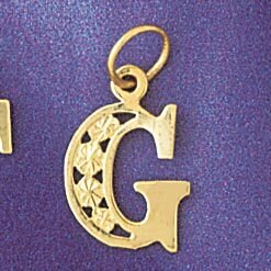 Initial G Pendant Necklace Charm Bracelet in Yellow, White or Rose Gold 9569g