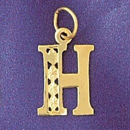 Initial H Pendant Necklace Charm Bracelet in Yellow, White or Rose Gold 9569h
