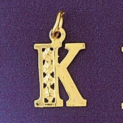 Initial K Pendant Necklace Charm Bracelet in Yellow, White or Rose Gold 9569k