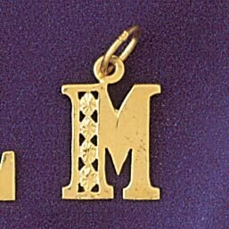 Initial M Pendant Necklace Charm Bracelet in Yellow, White or Rose Gold 9569m