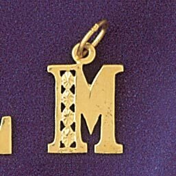 Dazzlers Jewelry Initial M Pendant Necklace Charm Bracelet in Yellow, White or Rose Gold 9569m, MPN…
