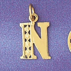 Initial N Pendant Necklace Charm Bracelet in Yellow, White or Rose Gold 9569n