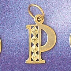 Initial P Pendant Necklace Charm Bracelet in Yellow, White or Rose Gold 9569p