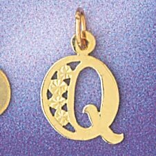 Initial Q Pendant Necklace Charm Bracelet in Yellow, White or Rose Gold 9569q