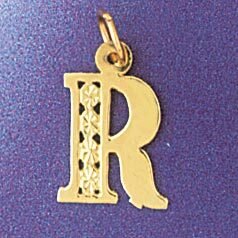 Initial R Pendant Necklace Charm Bracelet in Yellow, White or Rose Gold 9569r