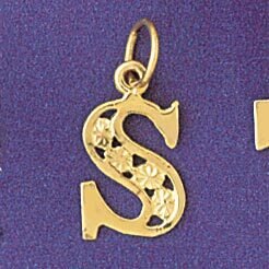 Initial S Pendant Necklace Charm Bracelet in Yellow, White or Rose Gold 9569s