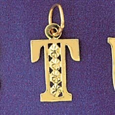 Dazzlers Jewelry Initial T Pendant Necklace Charm Bracelet in Yellow, White or Rose Gold 9569t, MPN…