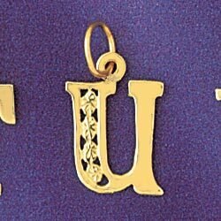 Initial U Pendant Necklace Charm Bracelet in Yellow, White or Rose Gold 9569u