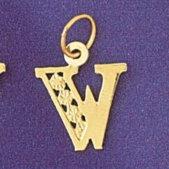 Dazzlers Jewelry Initial W Pendant Necklace Charm Bracelet in Yellow, White or Rose Gold 9569w, MPN…