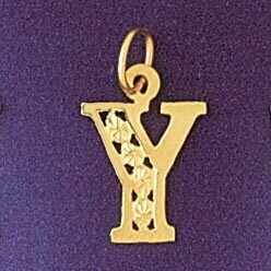 Initial Y Pendant Necklace Charm Bracelet in Yellow, White or Rose Gold 9569y