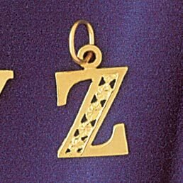 Initial Z Pendant Necklace Charm Bracelet in Yellow, White or Rose Gold 9569z