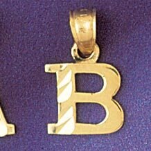 Initial B Pendant Necklace Charm Bracelet in Yellow, White or Rose Gold 9570b