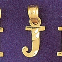 Initial J Pendant Necklace Charm Bracelet in Yellow, White or Rose Gold 9570j