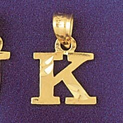 Dazzlers Jewelry Initial K Pendant Necklace Charm Bracelet in Yellow, White or Rose Gold 9570k, MPN…