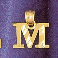 Dazzlers Jewelry Initial M Pendant Necklace Charm Bracelet in Yellow, White or Rose Gold 9570m, MPN…