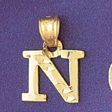 Initial N Pendant Necklace Charm Bracelet in Yellow, White or Rose Gold 9570n