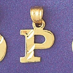 Initial P Pendant Necklace Charm Bracelet in Yellow, White or Rose Gold 9570p
