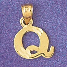 Initial Q Pendant Necklace Charm Bracelet in Yellow, White or Rose Gold 9570q
