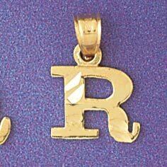 Initial R Pendant Necklace Charm Bracelet in Yellow, White or Rose Gold 9570r