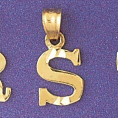 Initial S Pendant Necklace Charm Bracelet in Yellow, White or Rose Gold 9570s