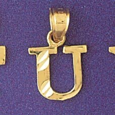 Initial U Pendant Necklace Charm Bracelet in Yellow, White or Rose Gold 9570u