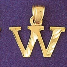 Initial W Pendant Necklace Charm Bracelet in Yellow, White or Rose Gold 9570w