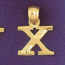 Initial X Pendant Necklace Charm Bracelet in Yellow, White or Rose Gold 9570x