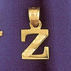 Initial Z Pendant Necklace Charm Bracelet in Yellow, White or Rose Gold 9570z