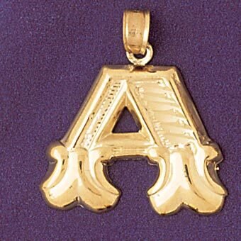 Initial A Pendant Necklace Charm Bracelet in Yellow, White or Rose Gold 9577a