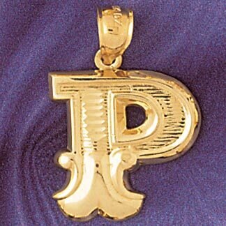 Initial P Pendant Necklace Charm Bracelet in Yellow, White or Rose Gold 9577p