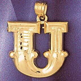 Initial U Pendant Necklace Charm Bracelet in Yellow, White or Rose Gold 9577u