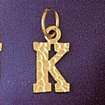 Initial K Pendant Necklace Charm Bracelet in Yellow, White or Rose Gold 9573k