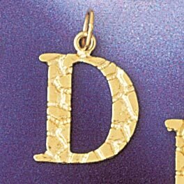 Initial D Pendant Necklace Charm Bracelet in Yellow, White or Rose Gold 9574d