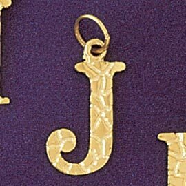 Initial J Pendant Necklace Charm Bracelet in Yellow, White or Rose Gold 9574j