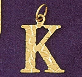 Initial K Pendant Necklace Charm Bracelet in Yellow, White or Rose Gold 9574k