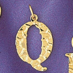 Initial Q Pendant Necklace Charm Bracelet in Yellow, White or Rose Gold 9574q