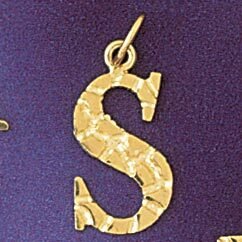 Initial S Pendant Necklace Charm Bracelet in Yellow, White or Rose Gold 9574s