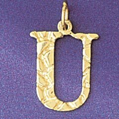 Initial U Pendant Necklace Charm Bracelet in Yellow, White or Rose Gold 9574u