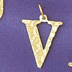Dazzlers Jewelry Initial V Pendant Necklace Charm Bracelet in Yellow, White or Rose Gold 9574v, MPN…